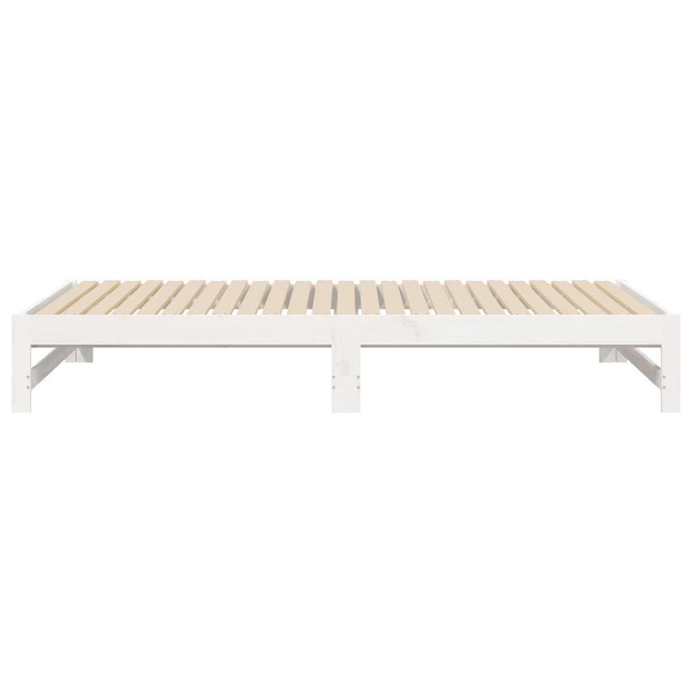 Slaapbank uitschuifbaar 2x(80x200) cm massief grenenhout wit MeubelReus