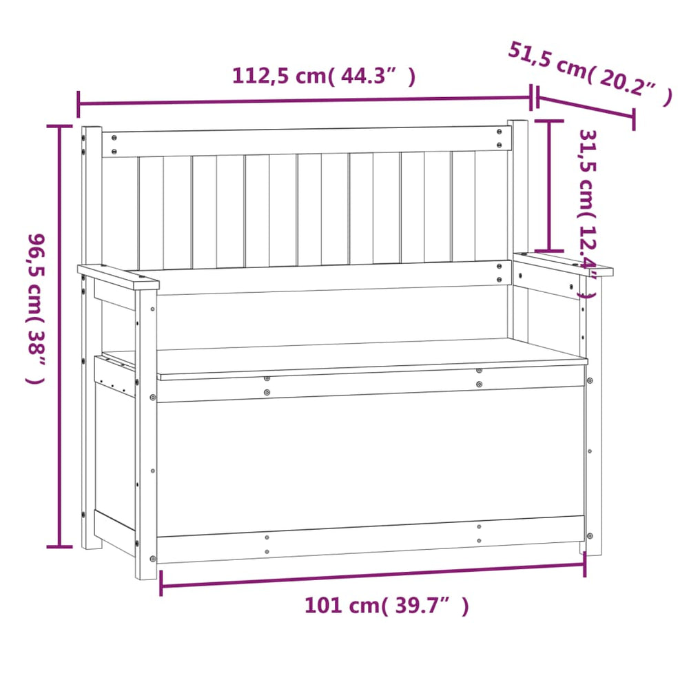 Bankje 112,5x51,5x96,5 cm massief grenenhout grijs MeubelReus