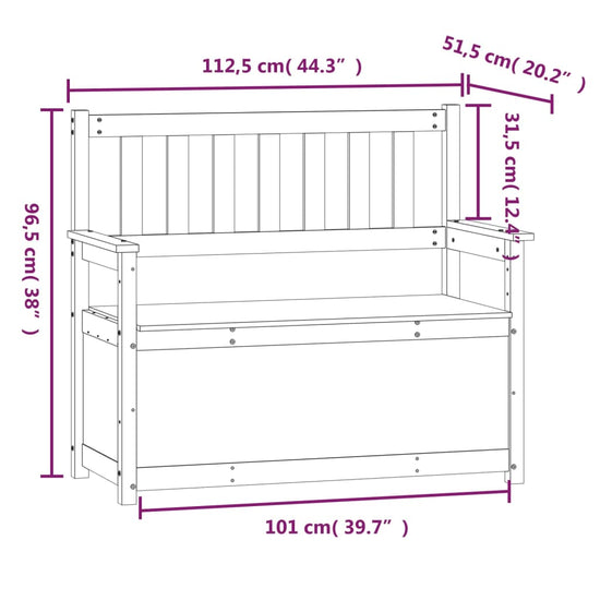 Bankje 112,5x51,5x96,5 cm massief grenenhout honingbruin MeubelReus