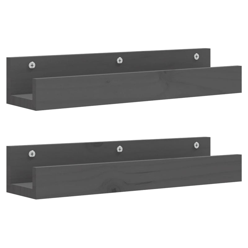 Wandschappen 2 st 50x12x9 cm massief grenenhout grijs MeubelReus