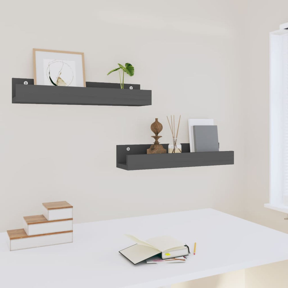 Wandschappen 2 st 50x12x9 cm massief grenenhout grijs MeubelReus