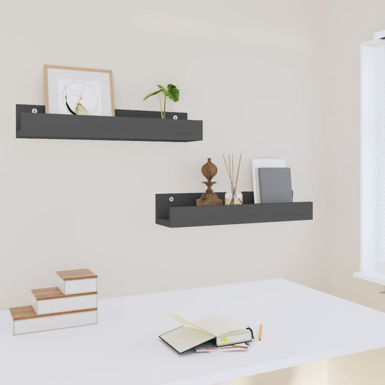 Wandschappen 2 st 50x12x9 cm massief grenenhout grijs MeubelReus