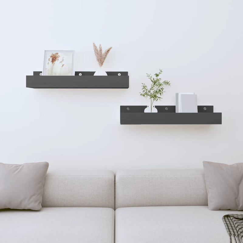 Wandschappen 2 st 50x12x9 cm massief grenenhout grijs MeubelReus