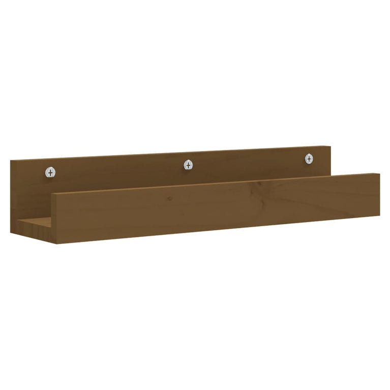 Wandschappen 2 st 50x12x9 cm massief grenenhout honingbruin MeubelReus