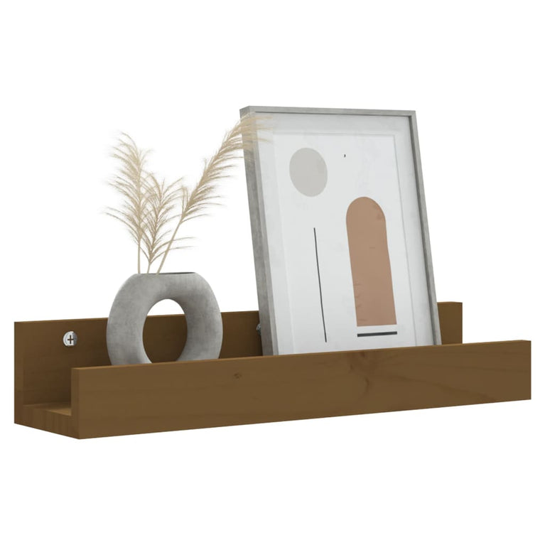 Wandschappen 2 st 50x12x9 cm massief grenenhout honingbruin MeubelReus