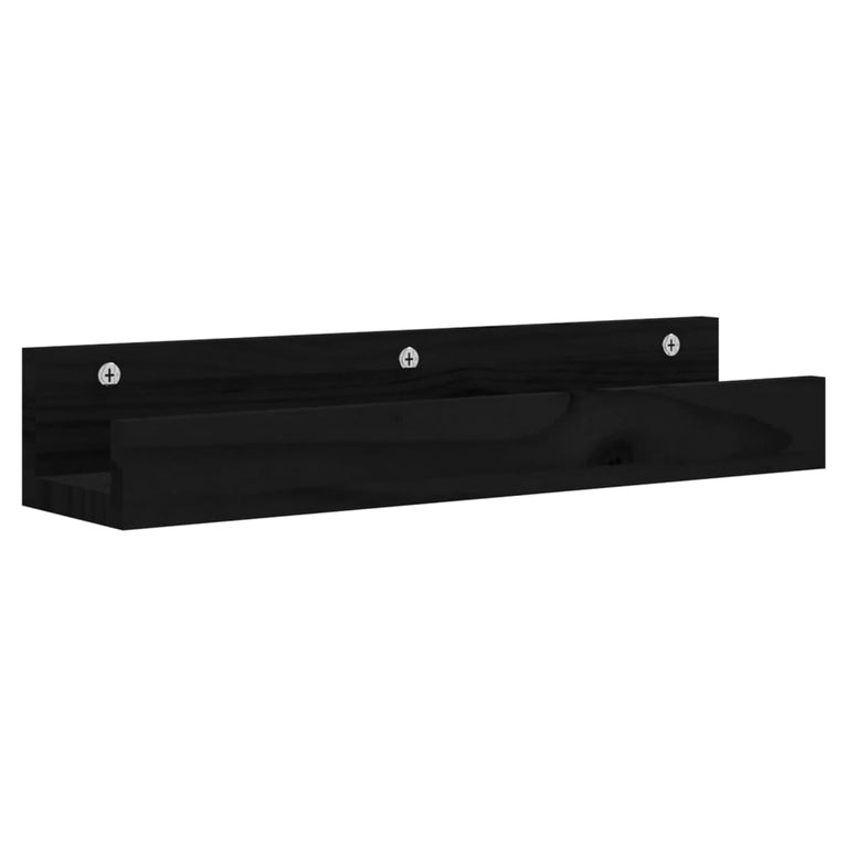 Wandschappen 2 st 50x12x9 cm massief grenenhout zwart MeubelReus