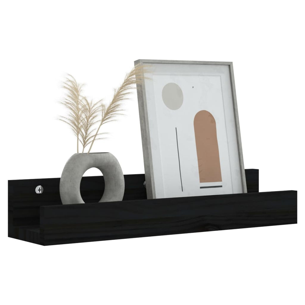Wandschappen 2 st 50x12x9 cm massief grenenhout zwart MeubelReus