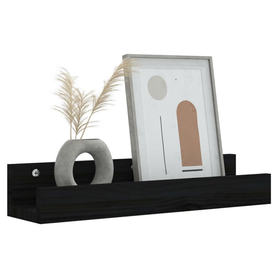 Wandschappen 2 st 50x12x9 cm massief grenenhout zwart MeubelReus