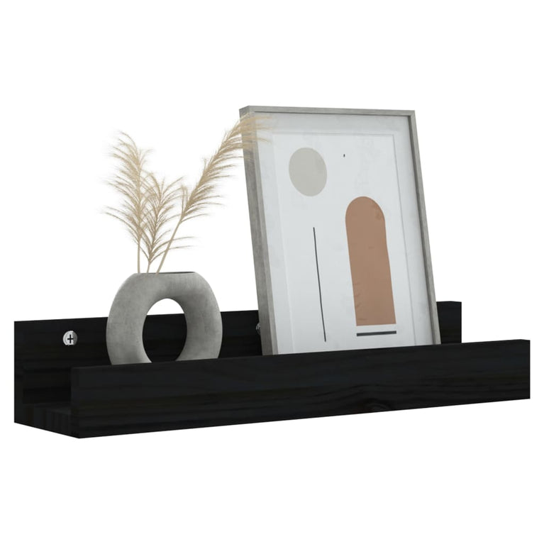 Wandschappen 2 st 50x12x9 cm massief grenenhout zwart MeubelReus