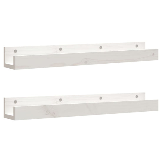 Wandschappen 2 st 80x12x9 cm massief grenenhout wit MeubelReus