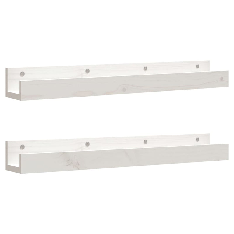 Wandschappen 2 st 80x12x9 cm massief grenenhout wit MeubelReus