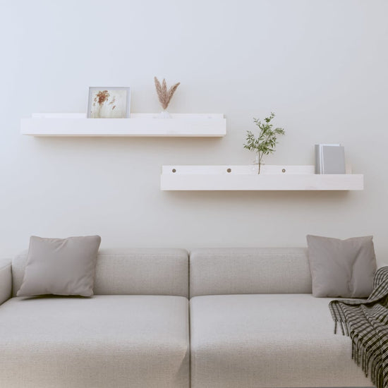 Wandschappen 2 st 80x12x9 cm massief grenenhout wit MeubelReus