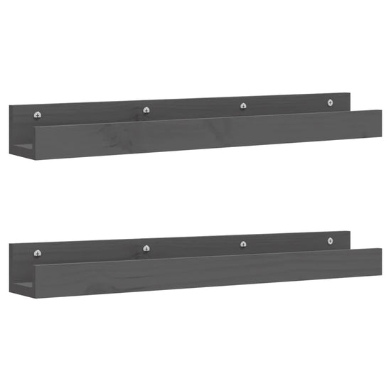 Wandschappen 2 st 80x12x9 cm massief grenenhout grijs MeubelReus