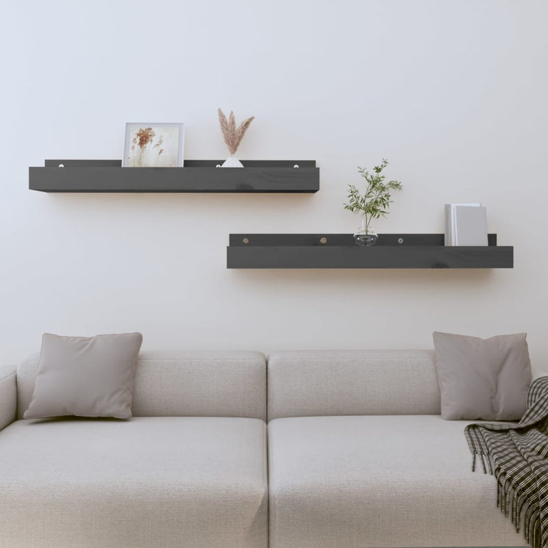 Wandschappen 2 st 80x12x9 cm massief grenenhout grijs MeubelReus