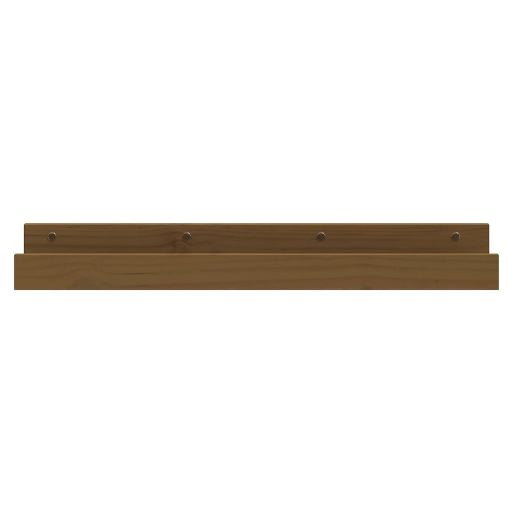 Wandschappen 2 st 80x12x9 cm massief grenenhout honingbruin MeubelReus