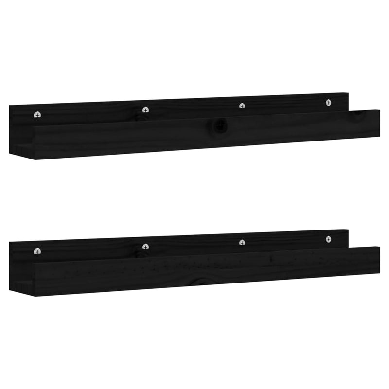 Wandschappen 2 st 80x12x9 cm massief grenenhout zwart MeubelReus