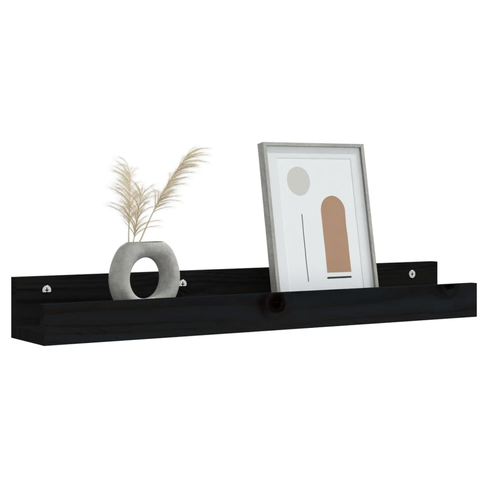 Wandschappen 2 st 80x12x9 cm massief grenenhout zwart MeubelReus