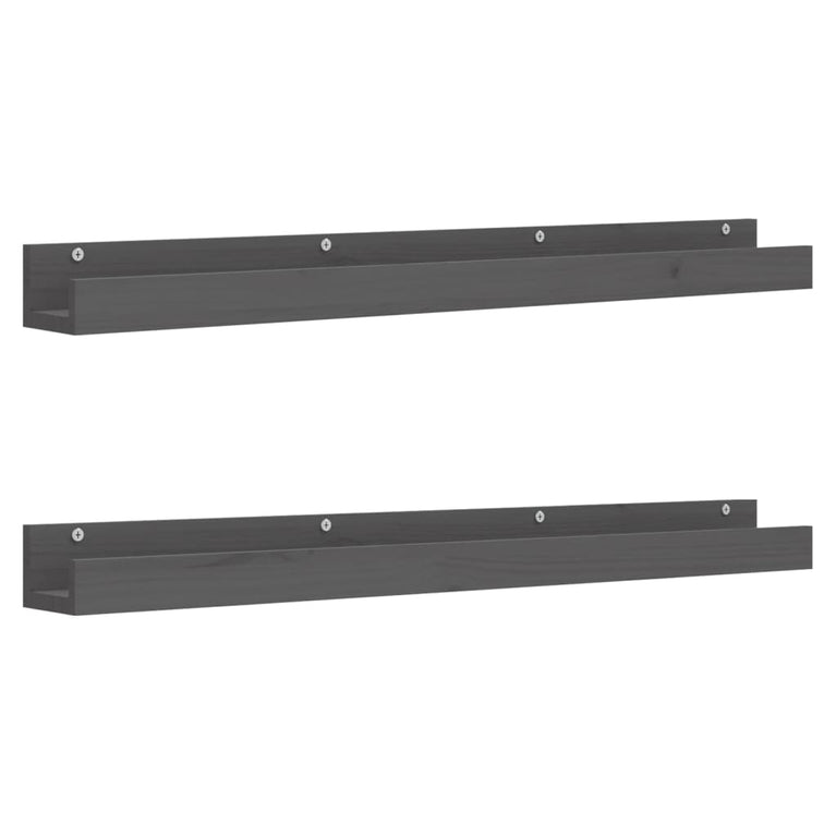 Wandschappen 2 st 110x12x9 cm massief grenenhout grijs MeubelReus