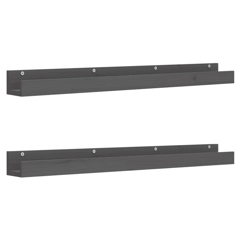 Wandschappen 2 st 110x12x9 cm massief grenenhout grijs MeubelReus
