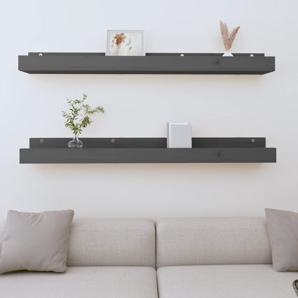 Wandschappen 2 st 110x12x9 cm massief grenenhout grijs MeubelReus
