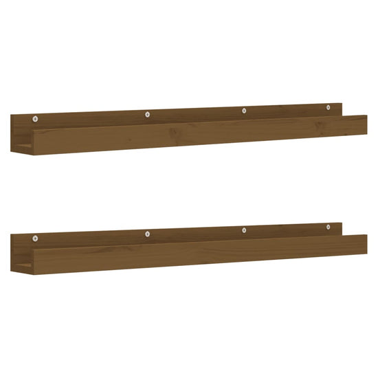 Wandschappen 2 st 110x12x9 cm massief grenenhout honingbruin MeubelReus