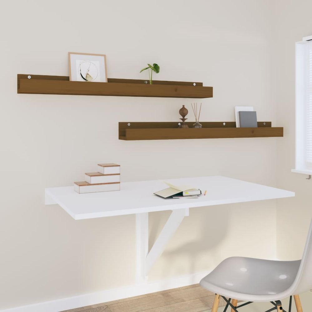 Wandschappen 2 st 110x12x9 cm massief grenenhout honingbruin MeubelReus