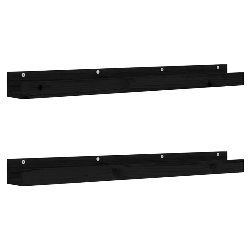 Wandschappen 2 st 110x12x9 cm massief grenenhout zwart MeubelReus