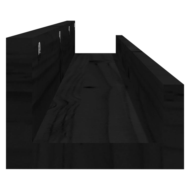 Wandschappen 2 st 110x12x9 cm massief grenenhout zwart MeubelReus