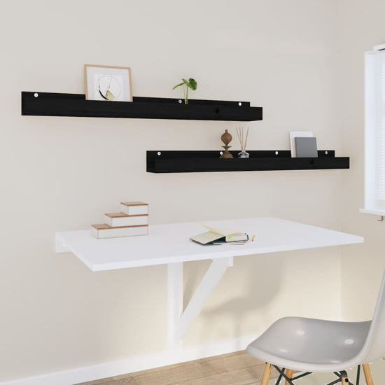 Wandschappen 2 st 110x12x9 cm massief grenenhout zwart MeubelReus