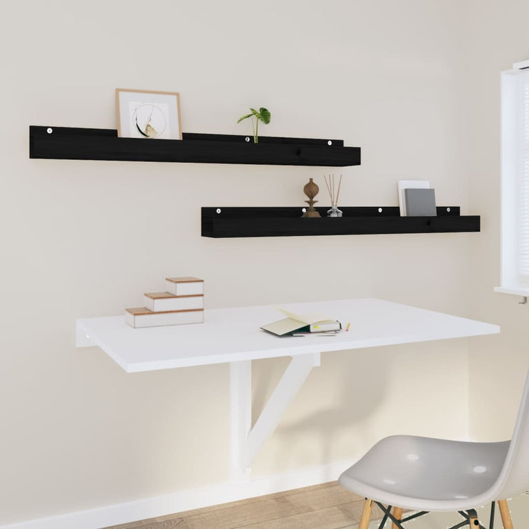 Wandschappen 2 st 110x12x9 cm massief grenenhout zwart MeubelReus