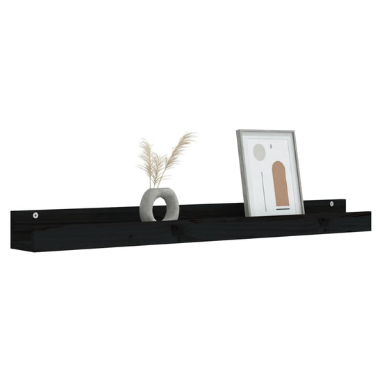 Wandschappen 2 st 110x12x9 cm massief grenenhout zwart MeubelReus