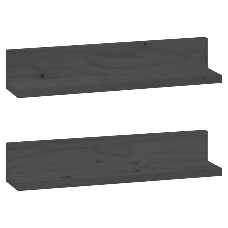 Wandkasten 2 st 50x11x9 cm massief grenenhout grijs MeubelReus
