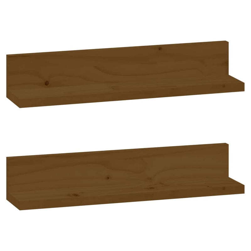 Wandkasten 2 st 50x11x9 cm massief grenenhout honingbruin MeubelReus