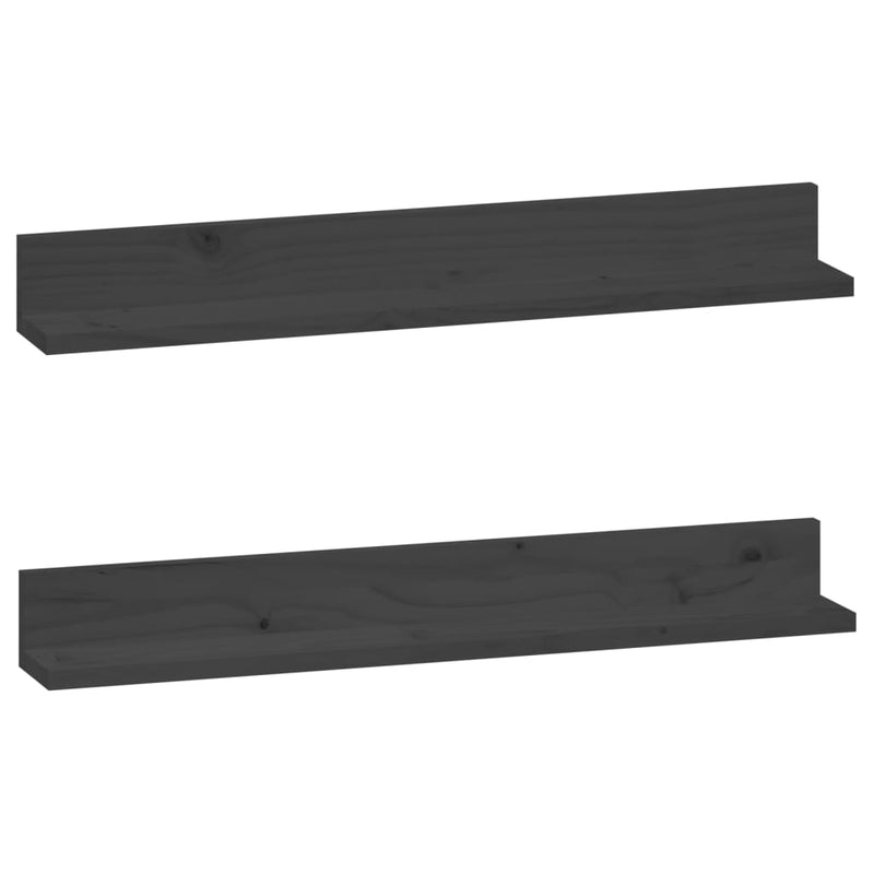 Wandkasten 2 st 80x11x9 cm massief grenenhout grijs MeubelReus