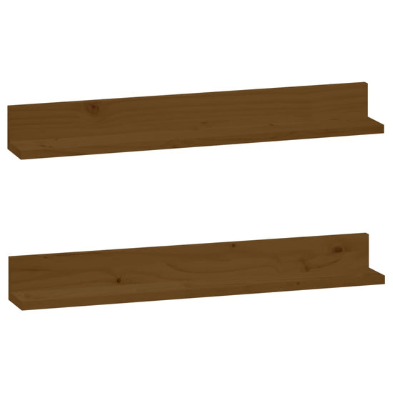 Wandkasten 2 st 80x11x9 cm massief grenenhout honingbruin MeubelReus