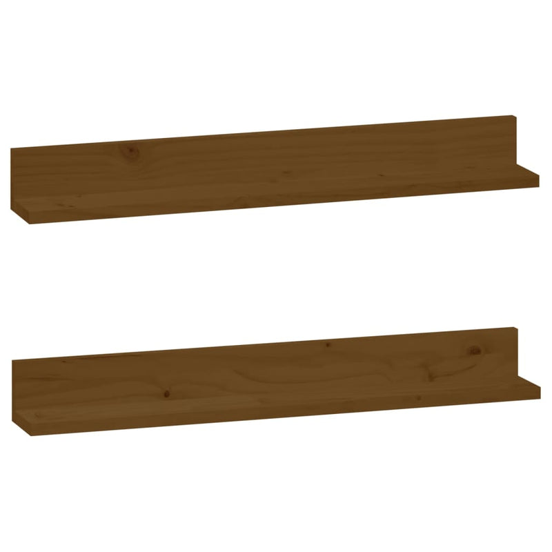 Wandkasten 2 st 80x11x9 cm massief grenenhout honingbruin MeubelReus