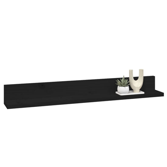 Wandkasten 2 st 80x11x9 cm massief grenenhout zwart MeubelReus