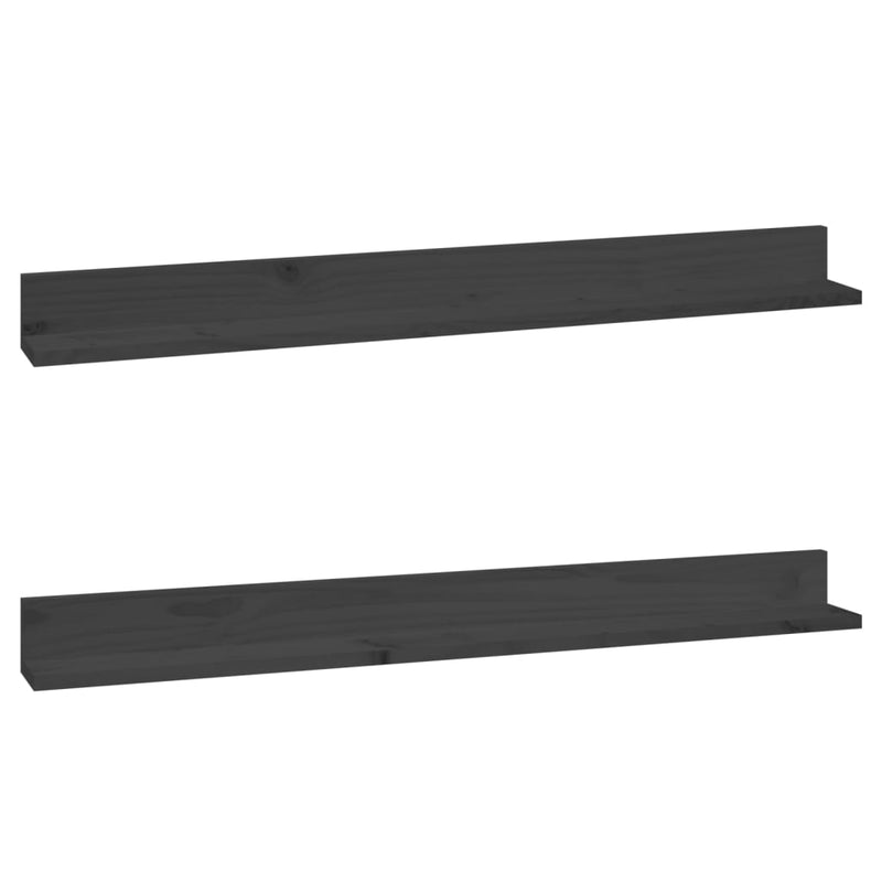 Wandkasten 2 st 110x11x9 cm massief grenenhout grijs MeubelReus