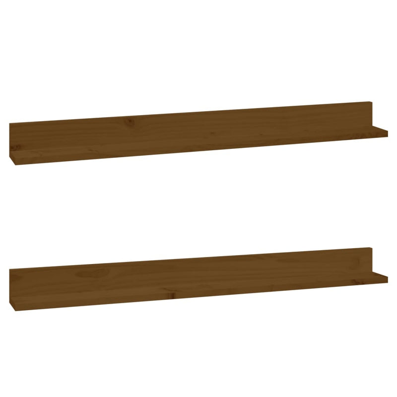 Wandkasten 2 st 110x11x9 cm massief grenenhout honingbruin MeubelReus