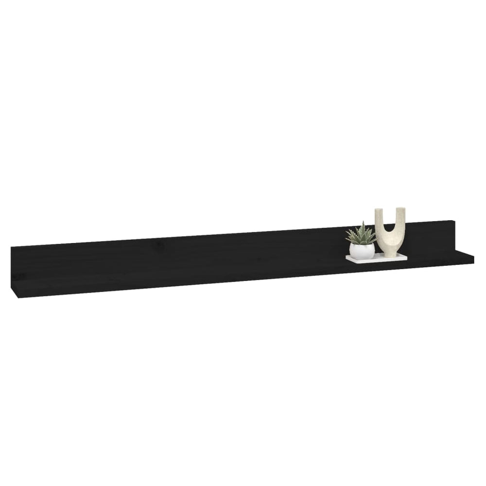 Wandkasten 2 st 110x11x9 cm massief grenenhout zwart MeubelReus