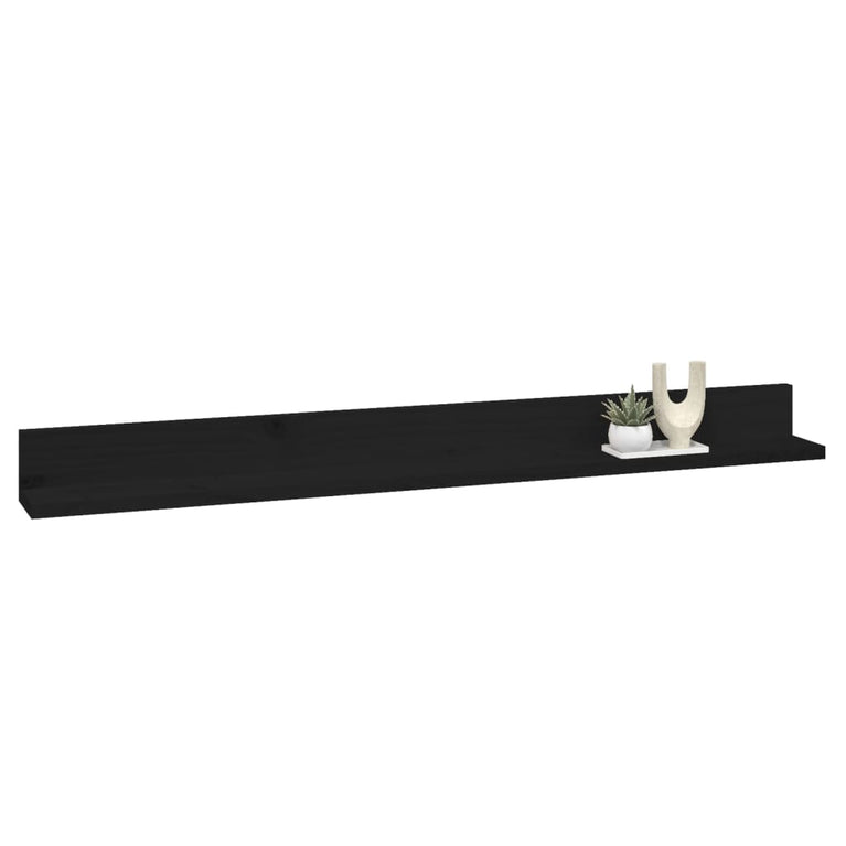 Wandkasten 2 st 110x11x9 cm massief grenenhout zwart MeubelReus