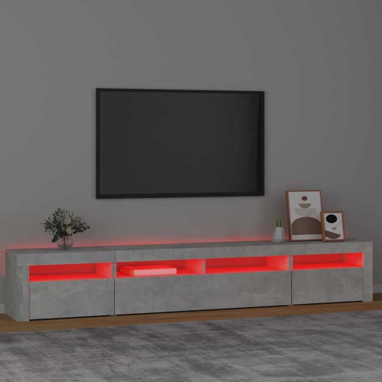Tv-meubel met LED-verlichting 240x35x40 cm betongrijs MeubelReus