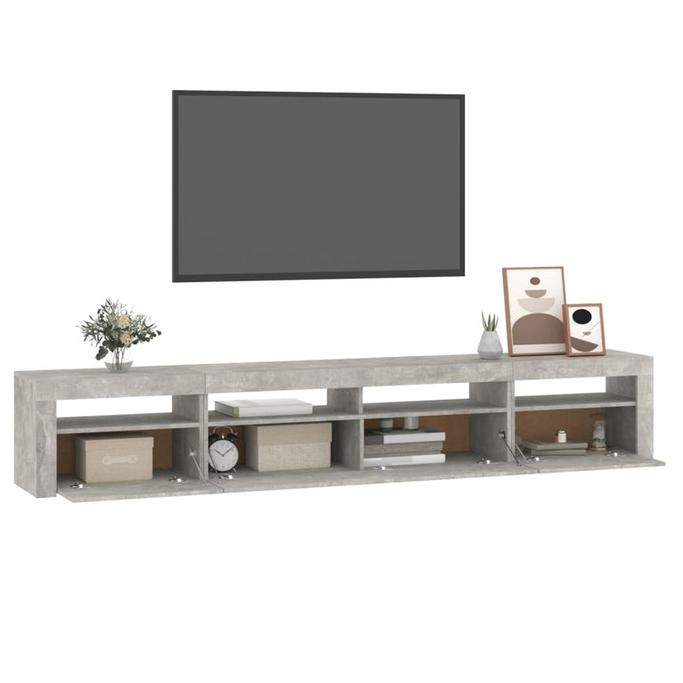 Tv-meubel met LED-verlichting 240x35x40 cm betongrijs MeubelReus