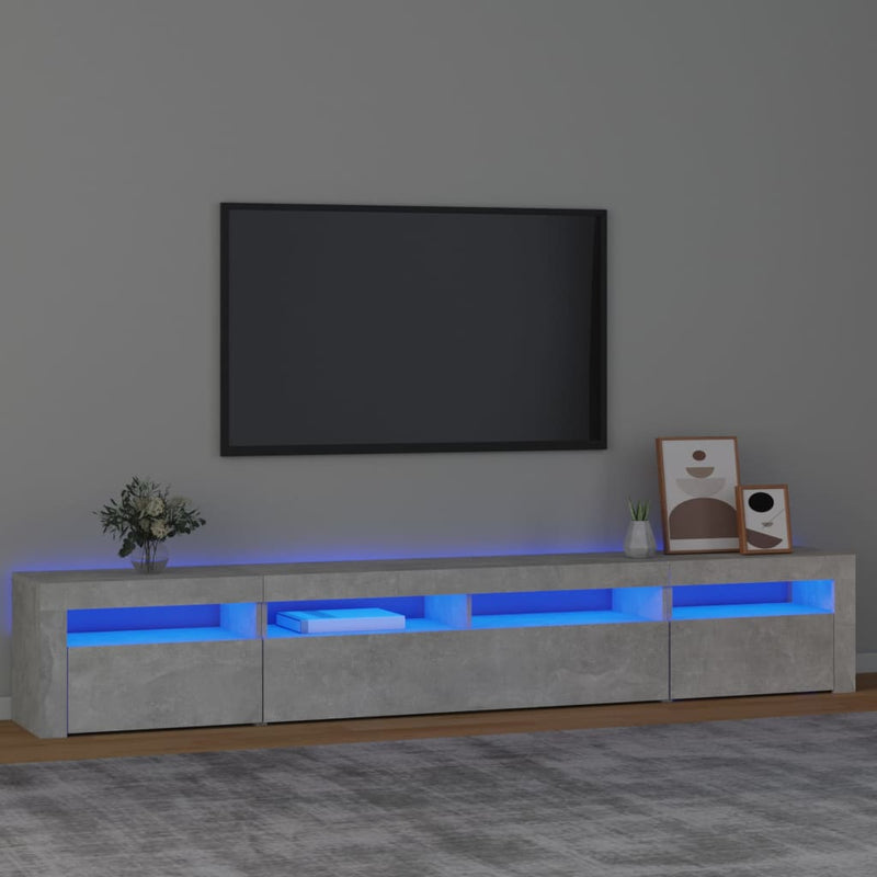 Tv-meubel met LED-verlichting 240x35x40 cm betongrijs MeubelReus