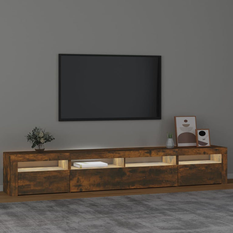 Tv-meubel met LED-verlichting 240x35x40 cm gerookt eikenkleurig MeubelReus