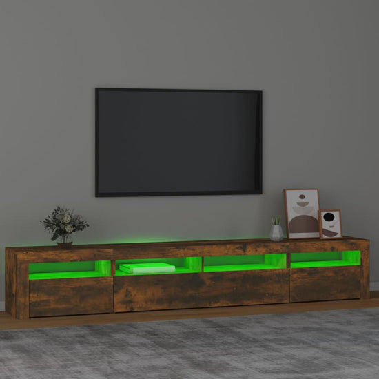 Tv-meubel met LED-verlichting 240x35x40 cm gerookt eikenkleurig MeubelReus