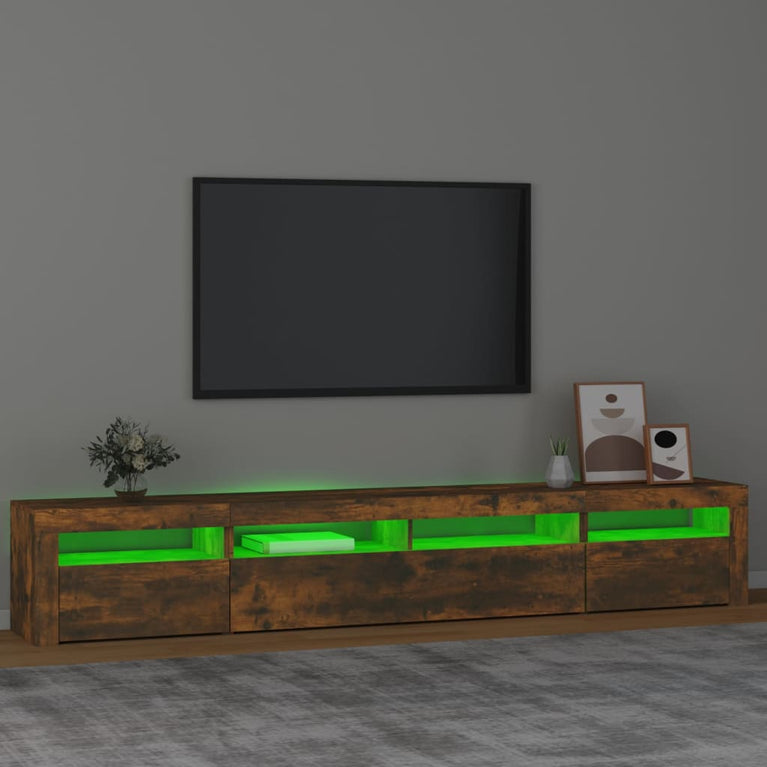 Tv-meubel met LED-verlichting 240x35x40 cm gerookt eikenkleurig MeubelReus