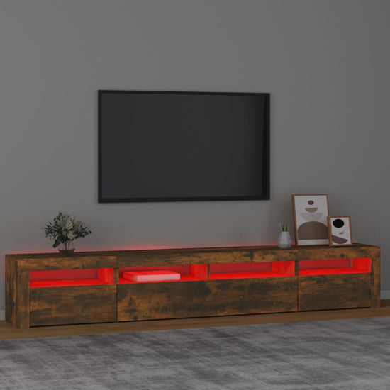 Tv-meubel met LED-verlichting 240x35x40 cm gerookt eikenkleurig MeubelReus