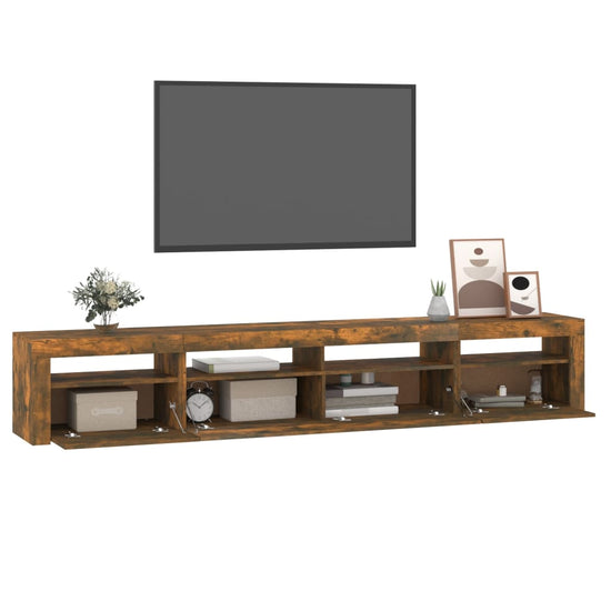 Tv-meubel met LED-verlichting 240x35x40 cm gerookt eikenkleurig MeubelReus