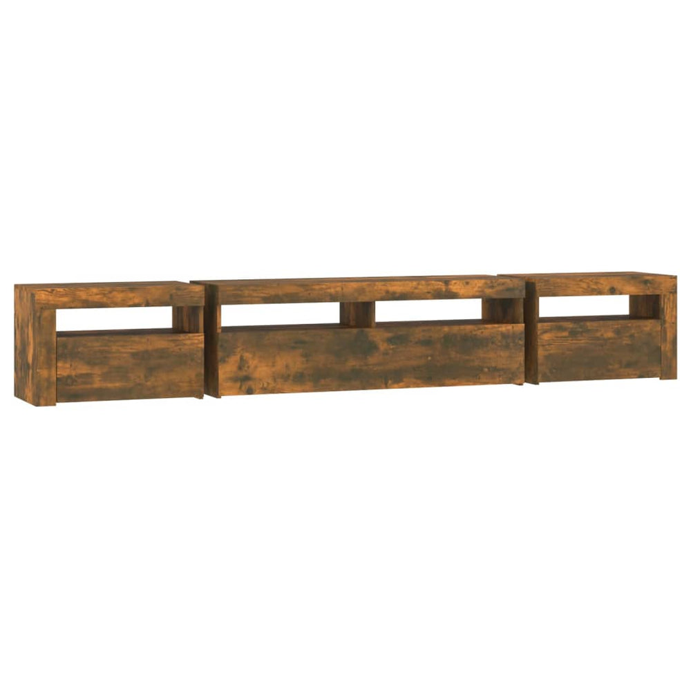 Tv-meubel met LED-verlichting 240x35x40 cm gerookt eikenkleurig MeubelReus